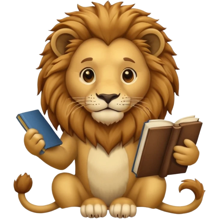 lion reading a book emoji