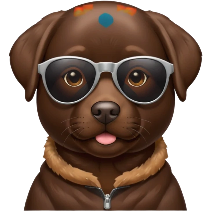 Chocolate Labrador wearing sunglasses emoji