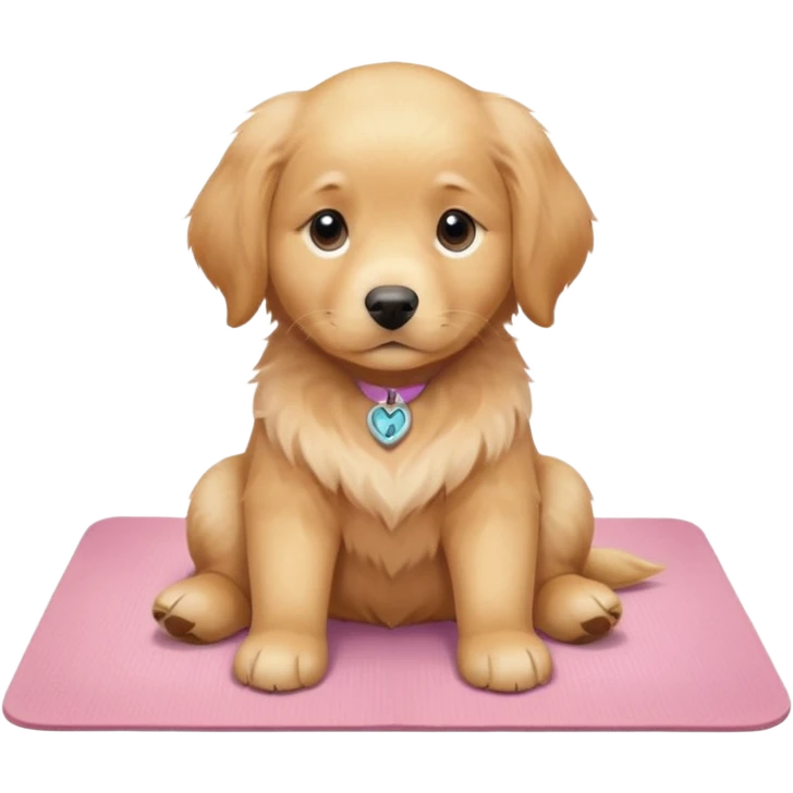 Sassy Golden retriever puppy on light pink yoga mat emoji