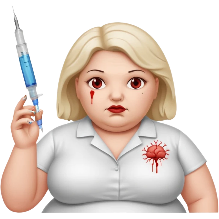 비만 여자 뇌보이고 주사 들고있는 emoji