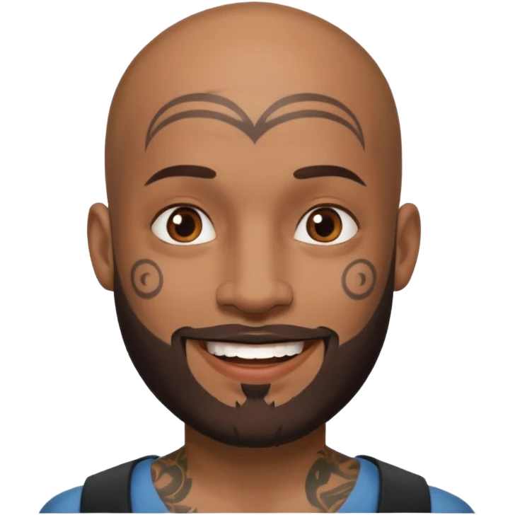 bald bearded man with face tattoo emoji