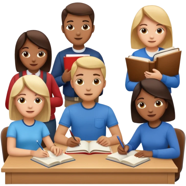 group of students studying at a desk emoji | AI Emoji Generator