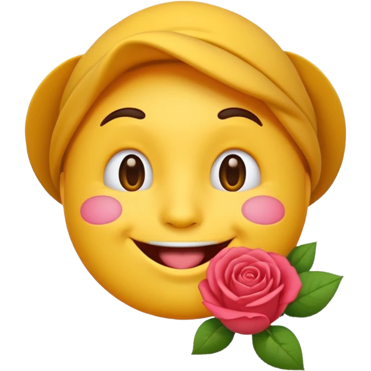 Simple emoji with a rose in his mouth emoji