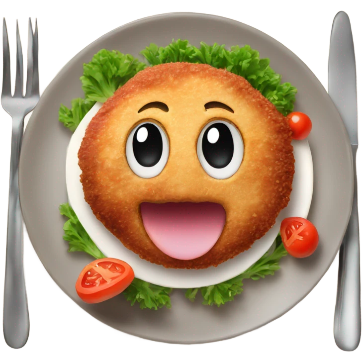 cutlet on plate with mushroom  emoji
