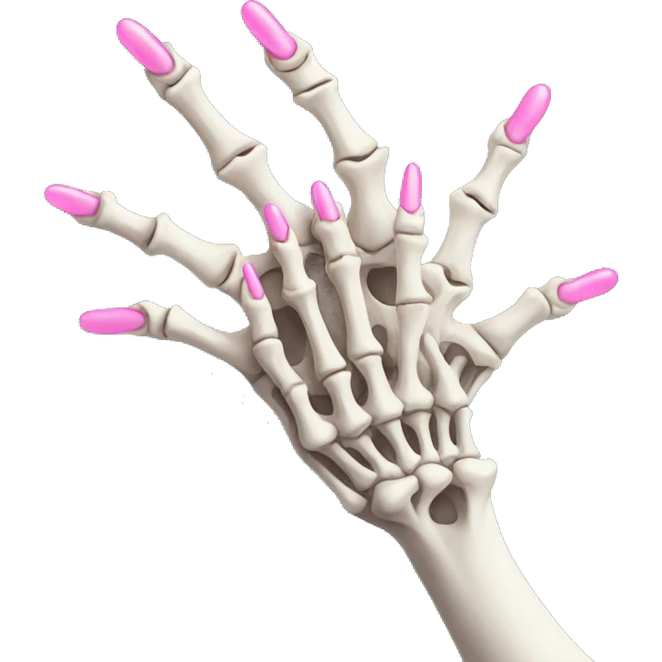 skeleton hand with long pink nails emoji