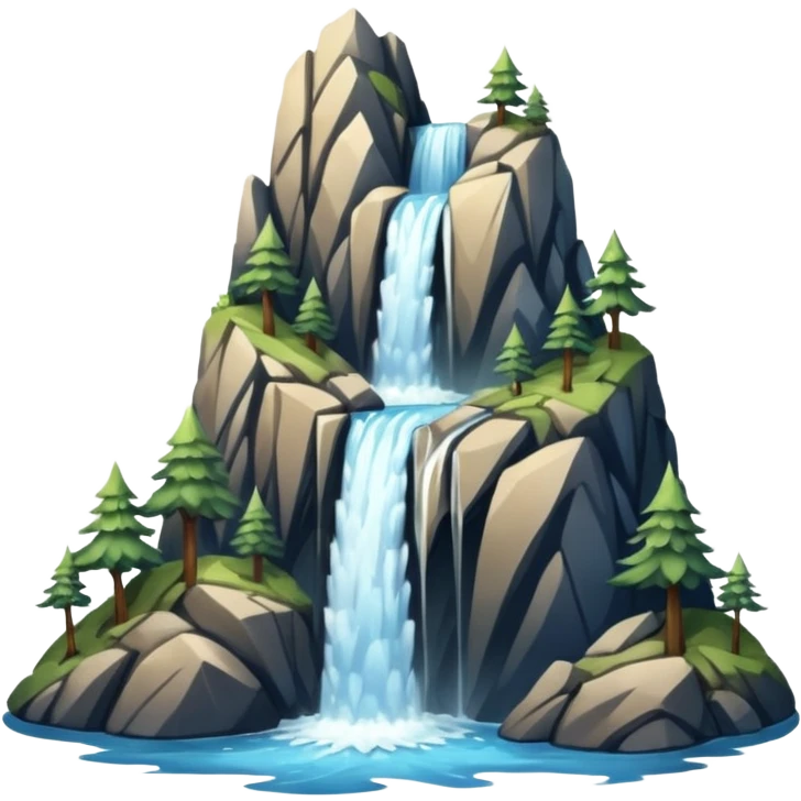 Mountain with flowing waterfall emoji