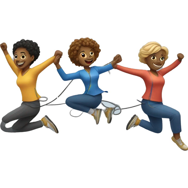 Double Dutch: three people, jumping, rotating ropes emoji