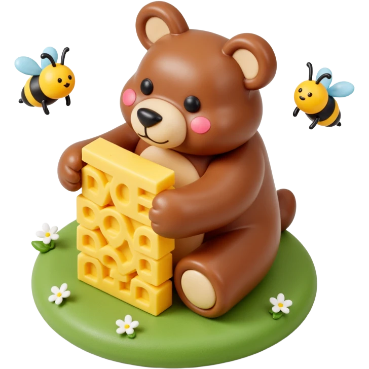 bear eating honeycomb with bees flying around emoji