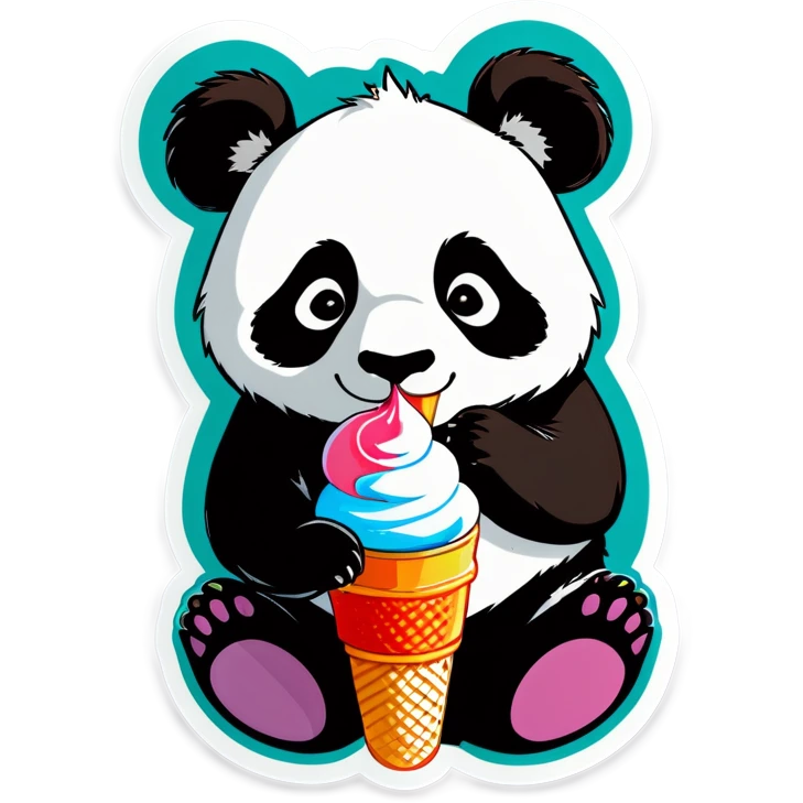 Panda eating ice cream emoji