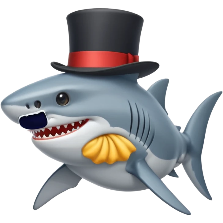 Shark with a top hat emoji