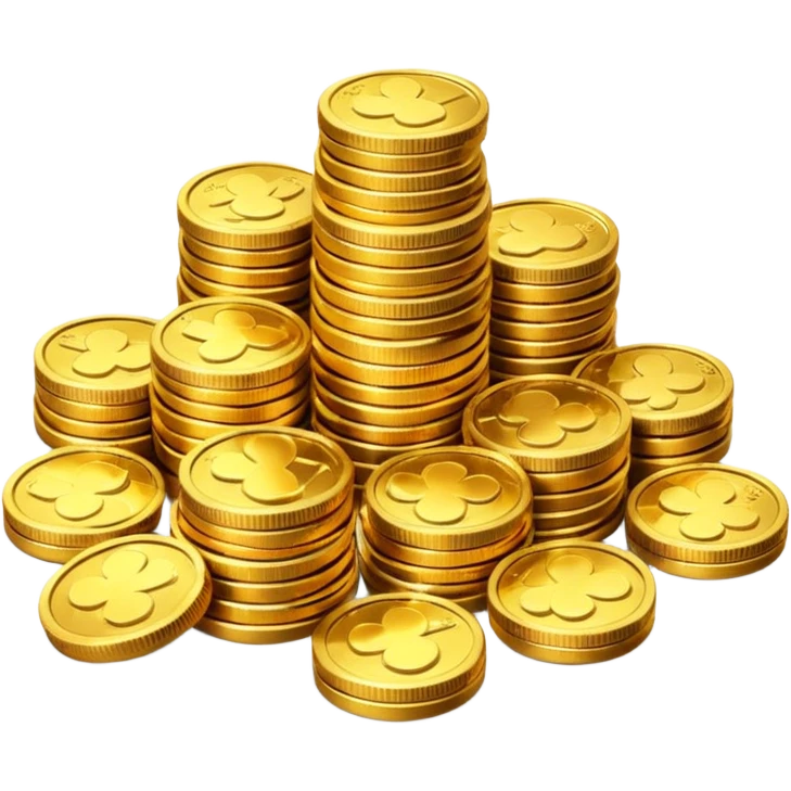 small pile of gold coins, shiny gold, no symbols, no text,  emoji
