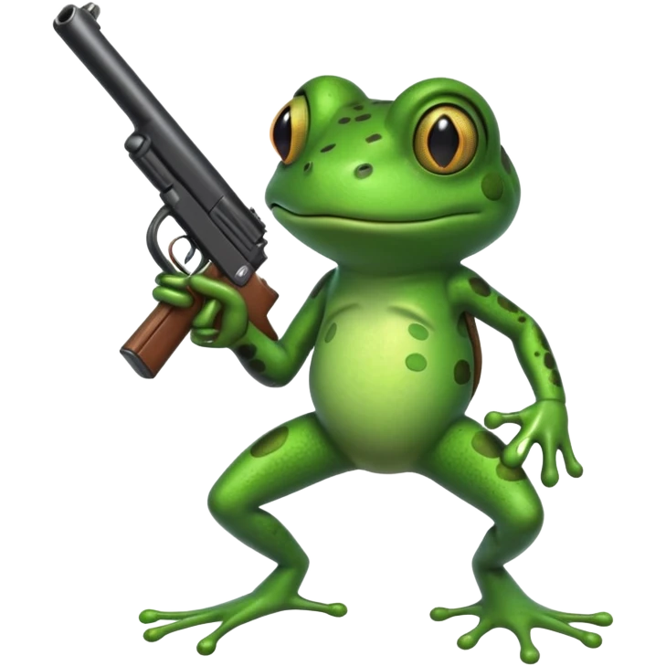 Frog holding gun emoji