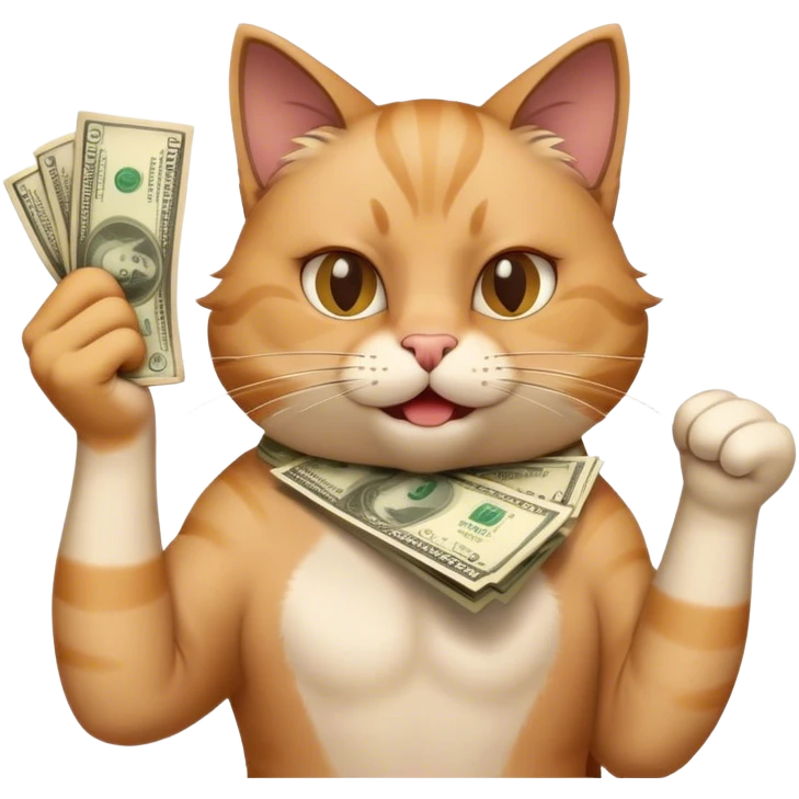 Cat flexing money emoji