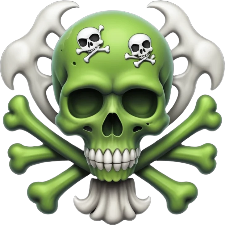 a poisonous cloud of gas, dark swamp color, with an image of a skull and two crossed bones behind the skull emoji