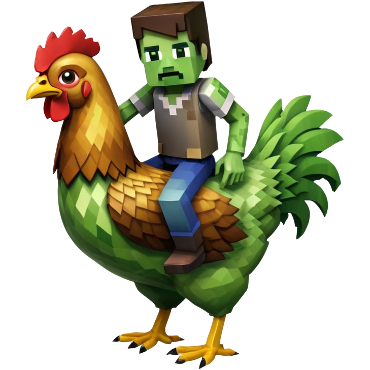 minecraft zombie riding a chicken emoji | AI Emoji Generator