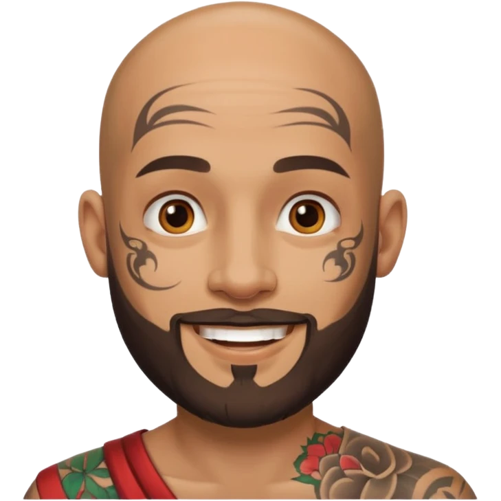 bald bearded man with face tattoo emoji