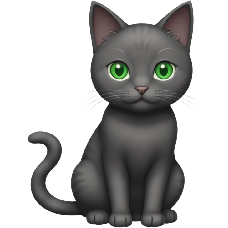 full body solid dark grey cat with green eyes, white paws and white whiskers emoji