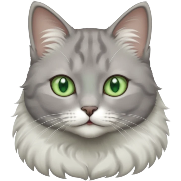 beautiful female grey cat with green eyes, white paws and white chest emoji