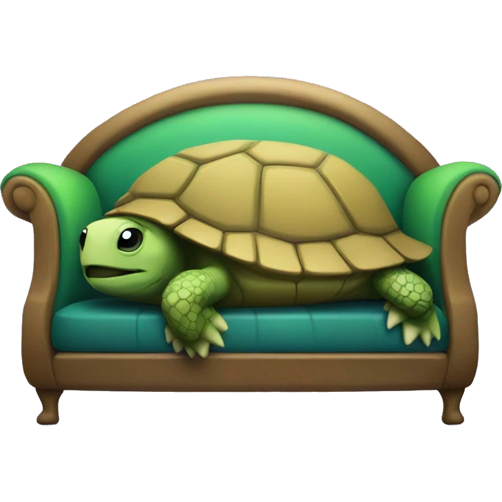 sleeping turtle on purple sofa emoji