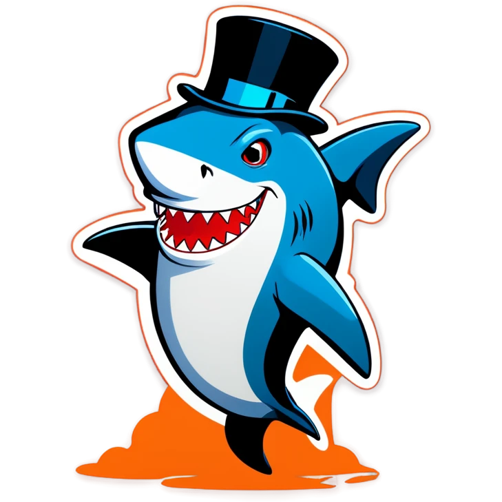 Shark with a top hat emoji
