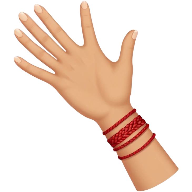 One hand with red bracelet thread  emoji