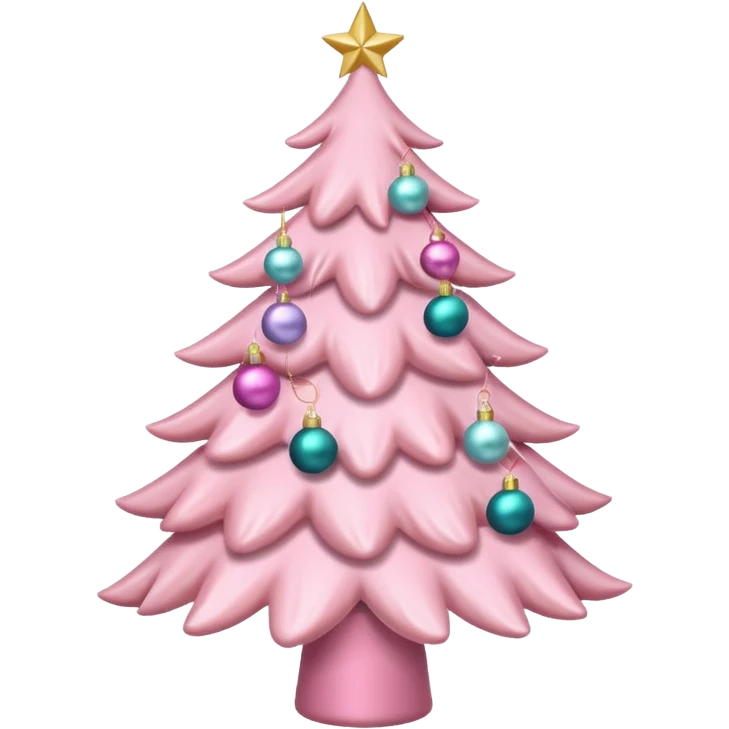 pastel pink christmas tree with pink ribbon emoji