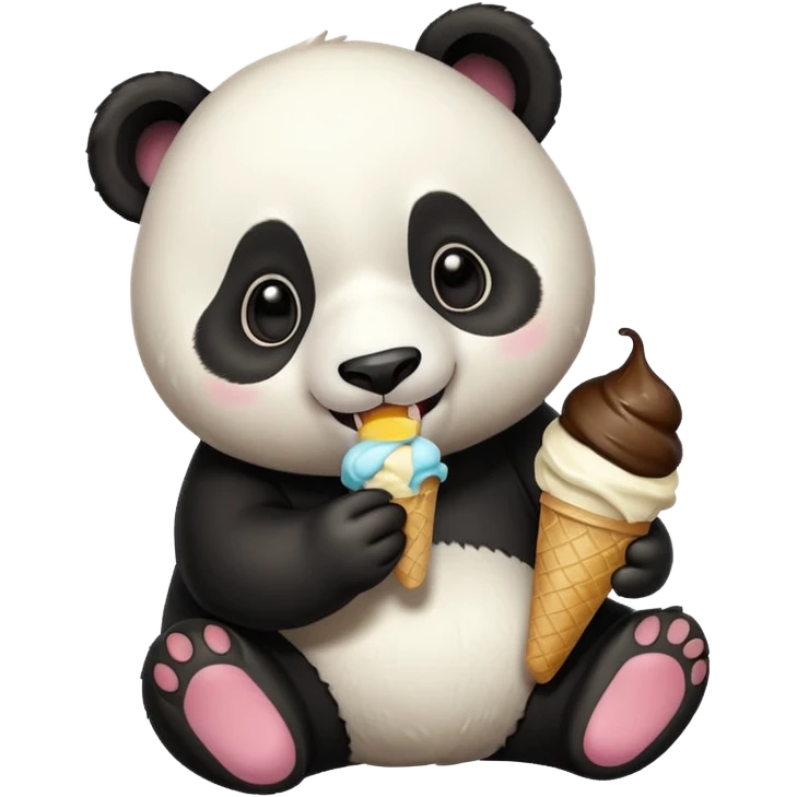 Panda with ice cream emoji
