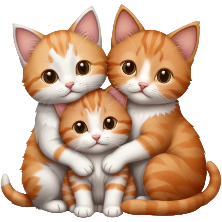 6 tiny kittens cuddling together all different colours, the first one is grey and white, the second is ginger and white and the third is brown tabby and white emoji