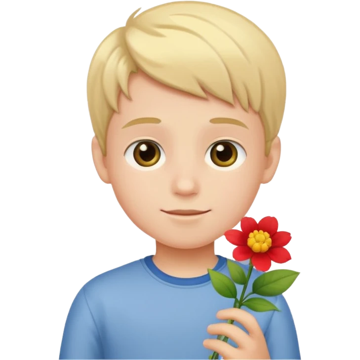 یه پسر گل به دست emoji