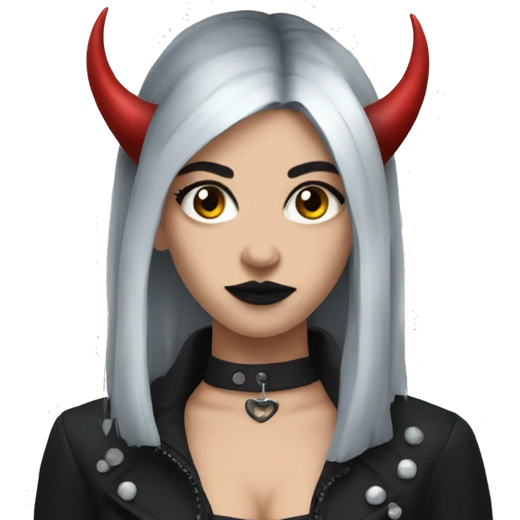 goth girl with devil horns emoji