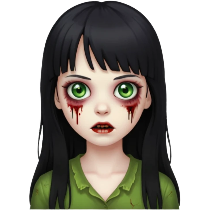 girl zombie with black long hair and bangs emoji