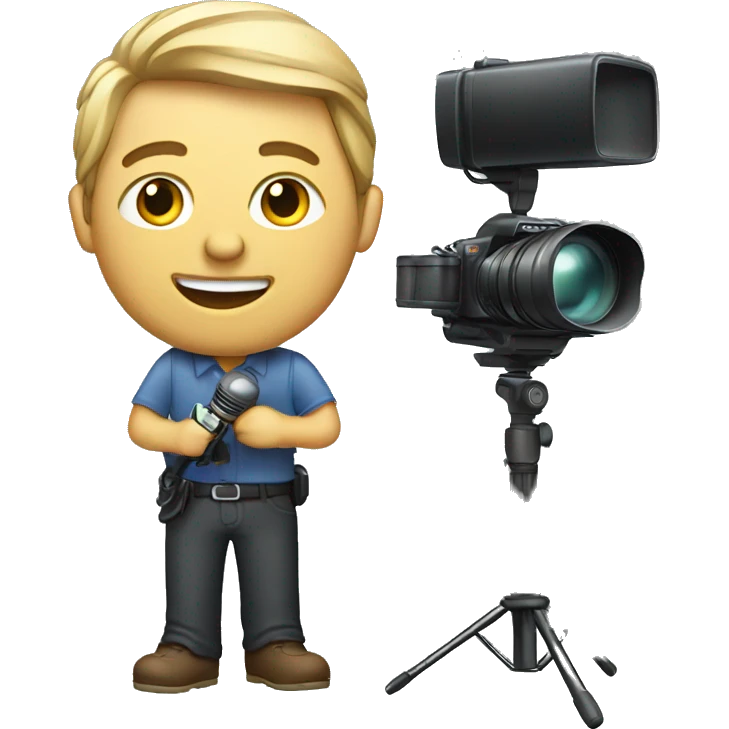 realistic journalist with camera and microphone  emoji
