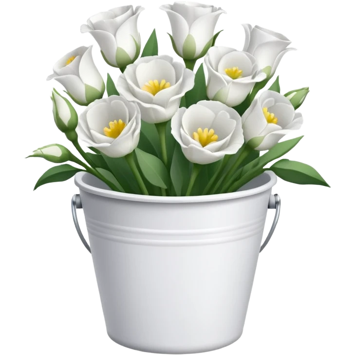 Beautiful light white flower bucket Eustoma emoji