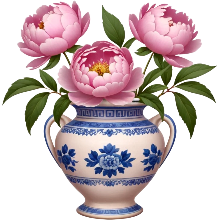 Pink peonies in a vintage vase emoji
