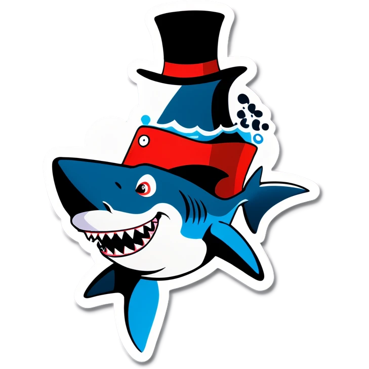Shark with a top hat emoji