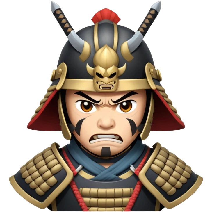 angry samurai warrior with helmet and armor emoji