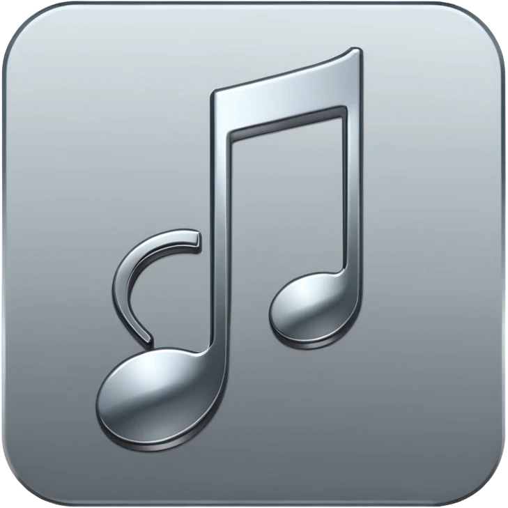 music note with a chromic metal texture, no gold emoji