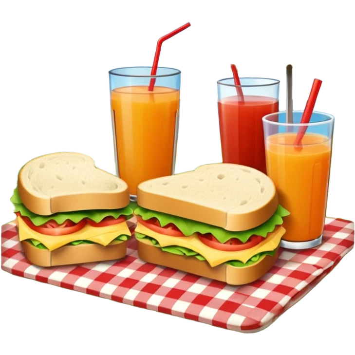 picnic with sandwiche and juice emoji