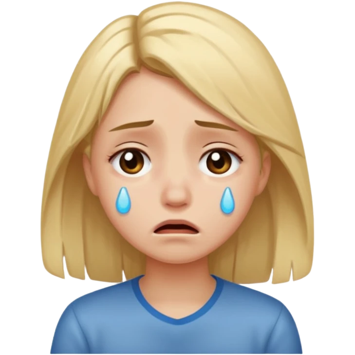 Девушка со светлыми волосами грустная плачет emoji