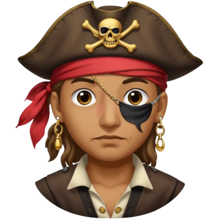 Eye patch pirate with earring, one eye covered
 emoji