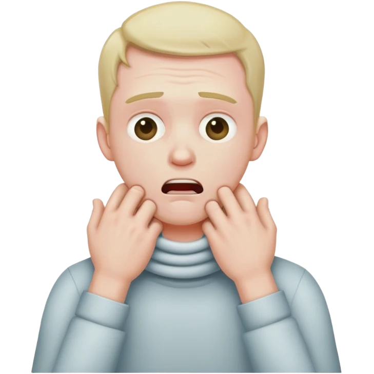 guy using both hands to choke himself  emoji