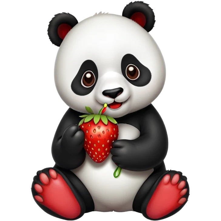 Panda eating strawberry  emoji