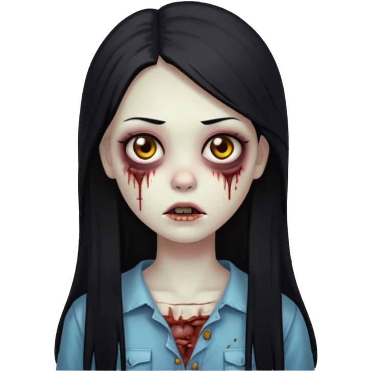 zombie girl with straight long hair and brown eyes emoji