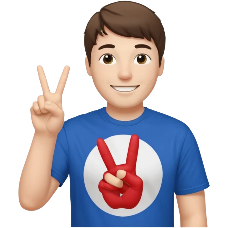 Mr Beast doing this sign "✌️" emoji