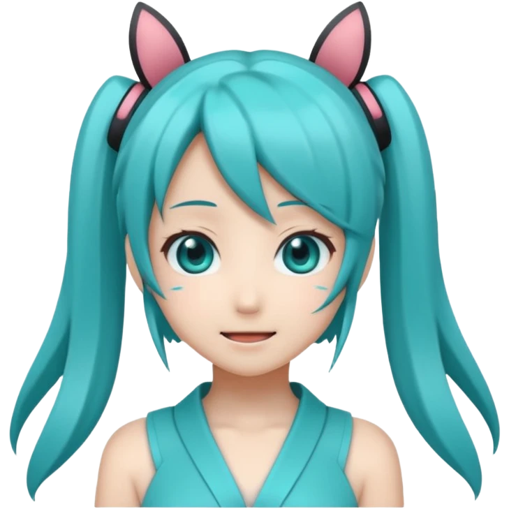 Hatsune Miku as a emoticon and is cute like an anime girl emoji