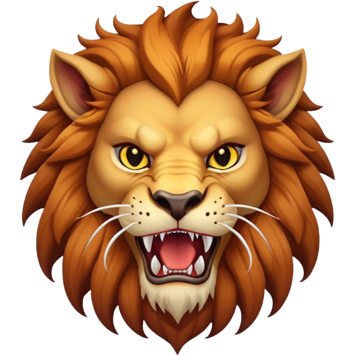Manticore face, mythical creature with human-like face, lion features, sharp teeth, and fierce expression emoji