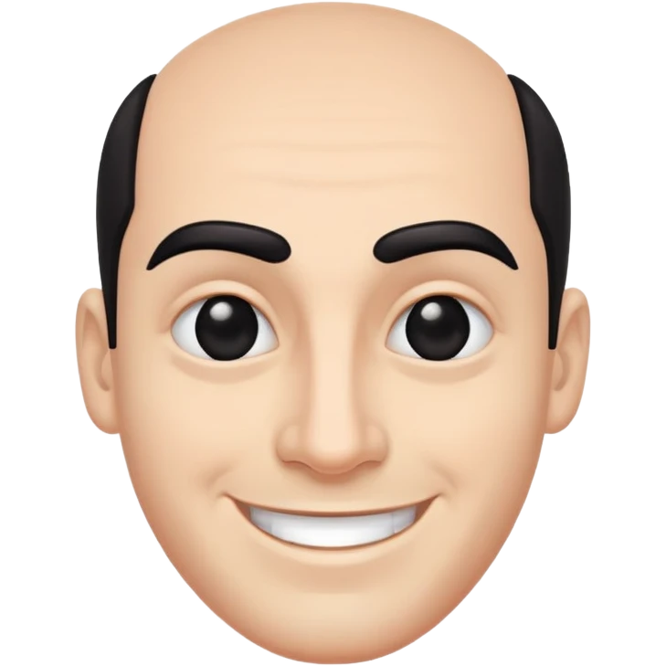 A smiling man with black eyes and eyebrows emoji