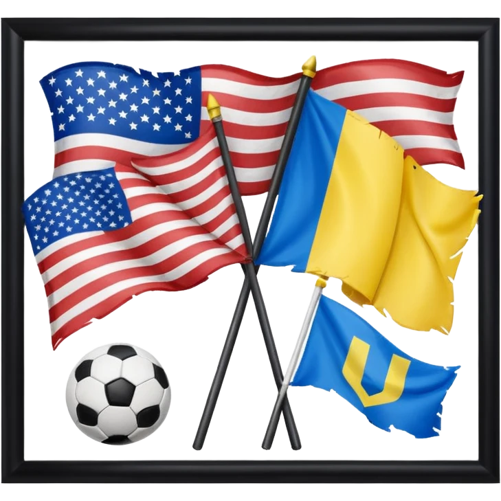 usa and ukraine flags together, sport equipment under emoji