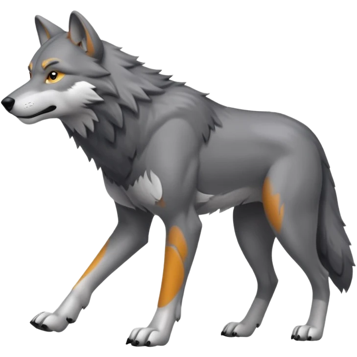wolf walking on 4 emoji