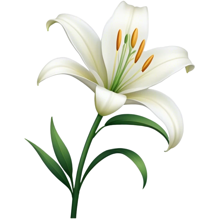 single White Lily, straight stem emoji